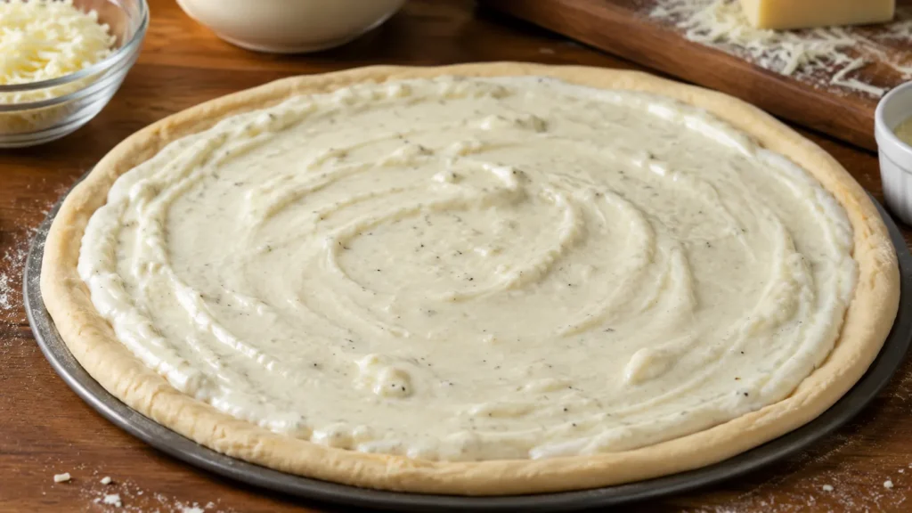 Alfredo sauce used as pizza base
