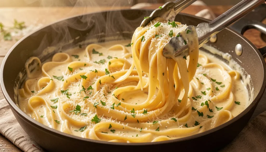 Fresh fettuccine tossed in creamy Kraft Parmesan Alfredo sauce